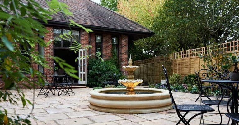 Courtyard garden with water fountain