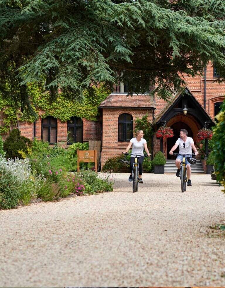 Cycling team building activity at Careys Manor Hotel