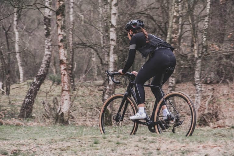 Cyclist rides through the New Forest national park