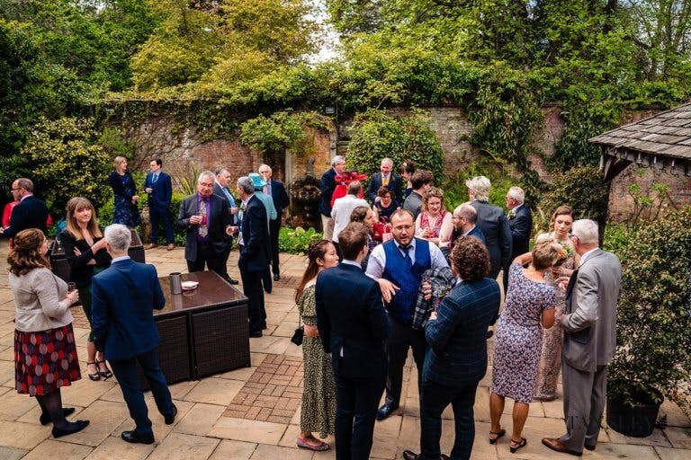 Guests enjoy drinks in the Cedar Garden