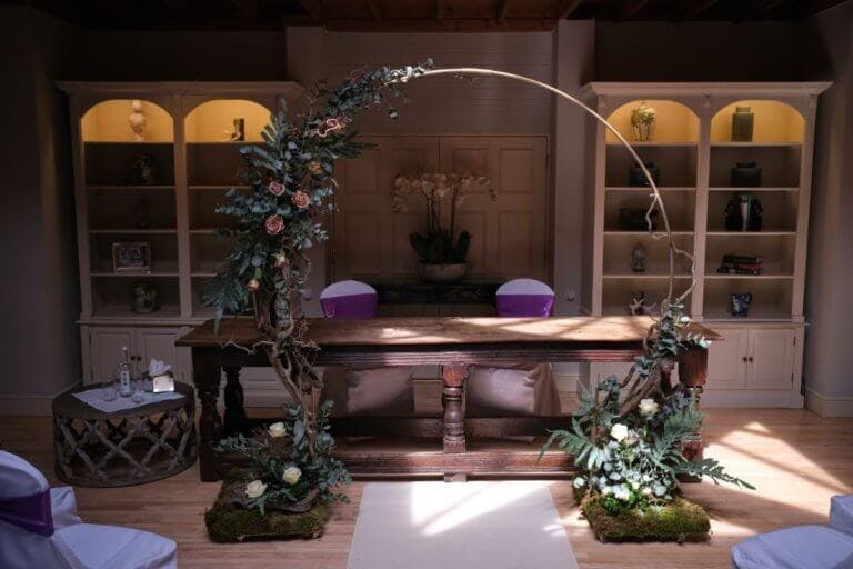 Registrars table and floral hoop