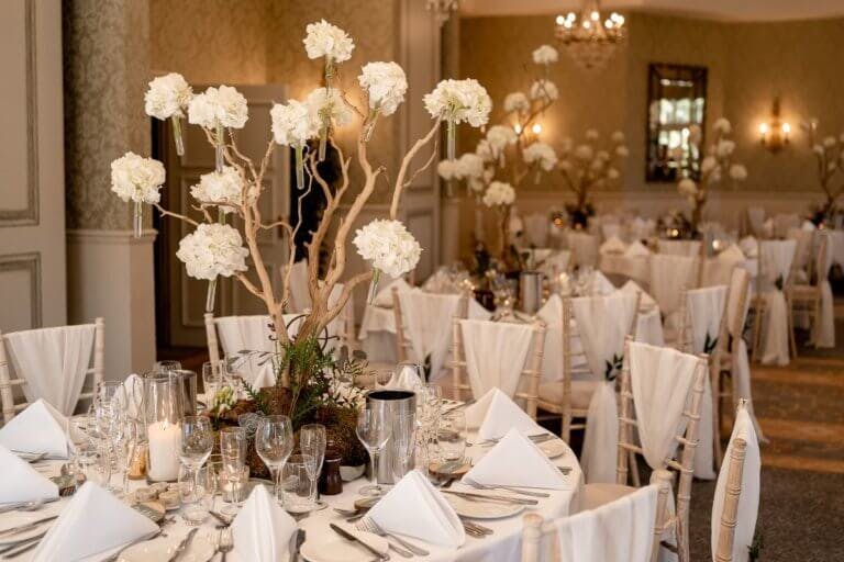 Tables set for the wedding breakfast