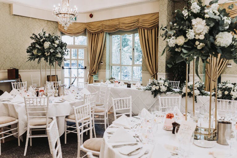 Wedding breakfast set up in the Manor Suite