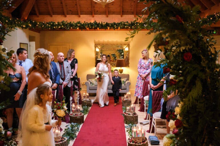 Hannah walks down the aisle