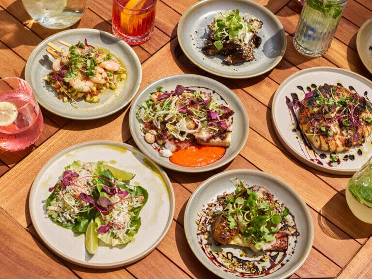Selection of light food options being shared at the table