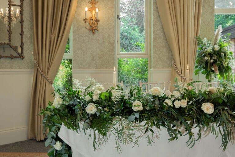 Wedding set up in Manor Suite at Careys Manor Hotel wedding venue in the New Forest