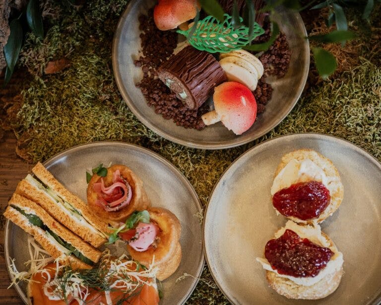 Cakes, sandwiches and scones for afternoon tea