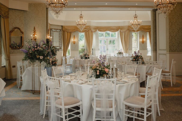 View of the Manor Suite set for the wedding breakfast