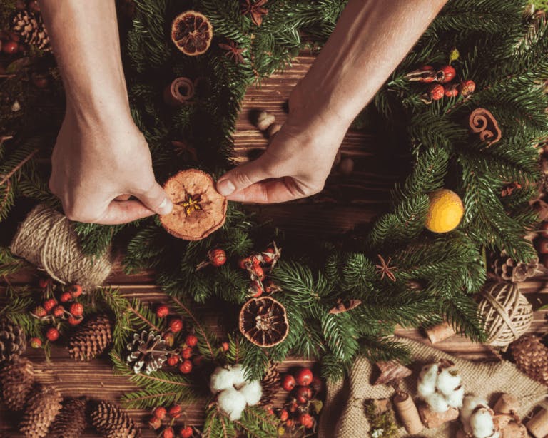 Festive wreath making at Careys Manor Hotel in the New Forest