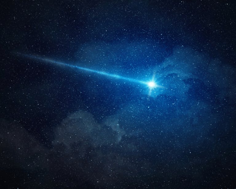 Shooting star in a starry night sky