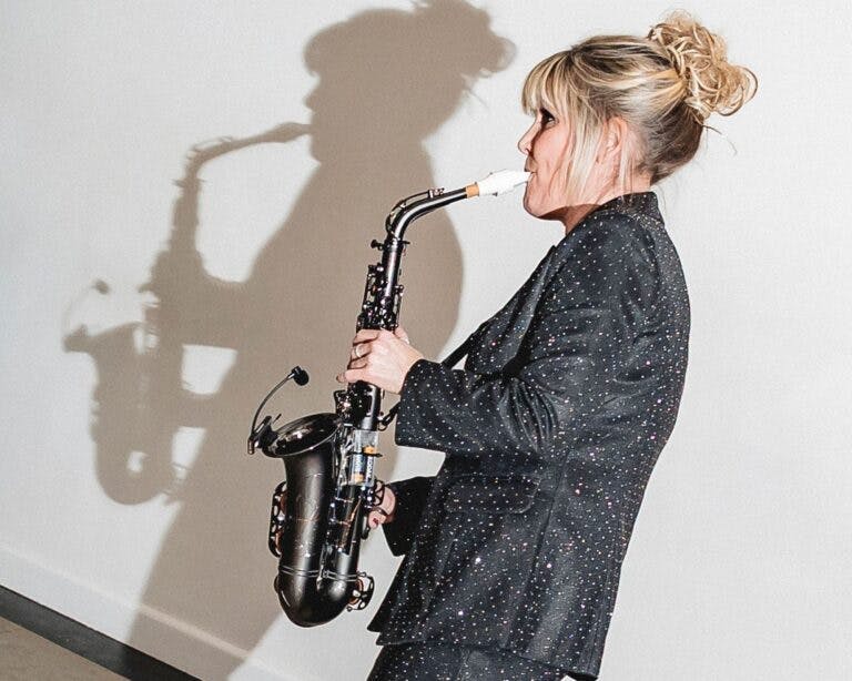 Professional saxophonist Claire Manners performs live