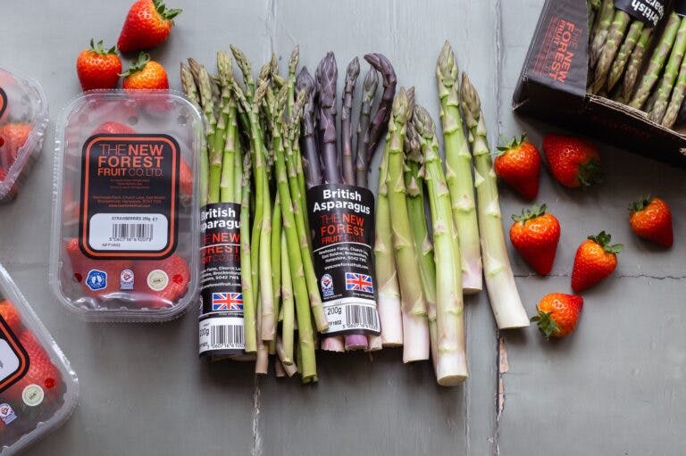 Fresh strawberries and asparagus from the New Forest Fruit Company