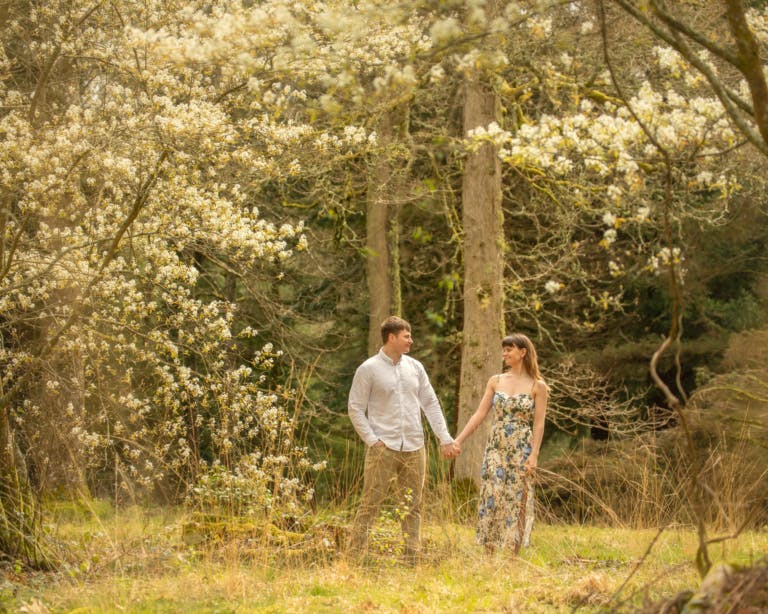 couple holding hands in the New Forest