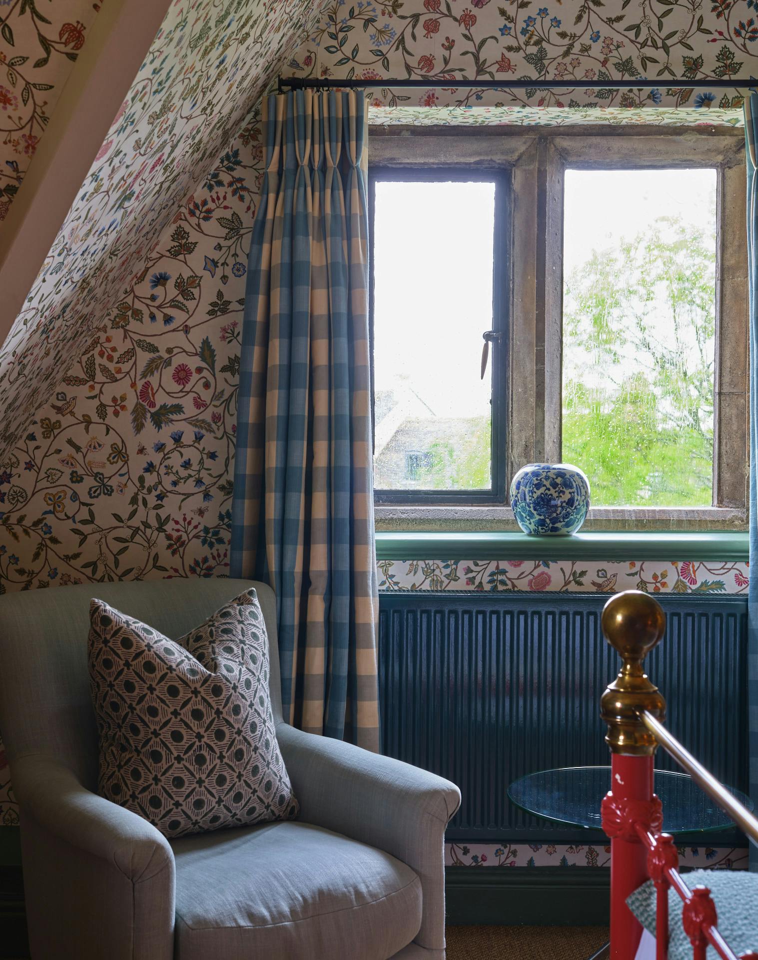 Beautiful bespoke Lewis and Wood wallpaper at the Old Bell Hotel Cotswolds