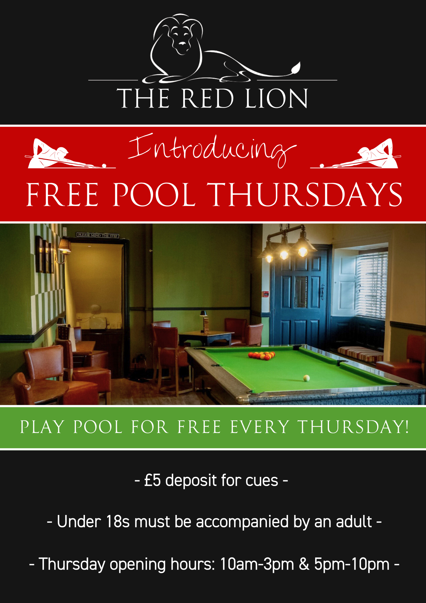 Free Pool Thursdays at The Red Lion, Long Compton