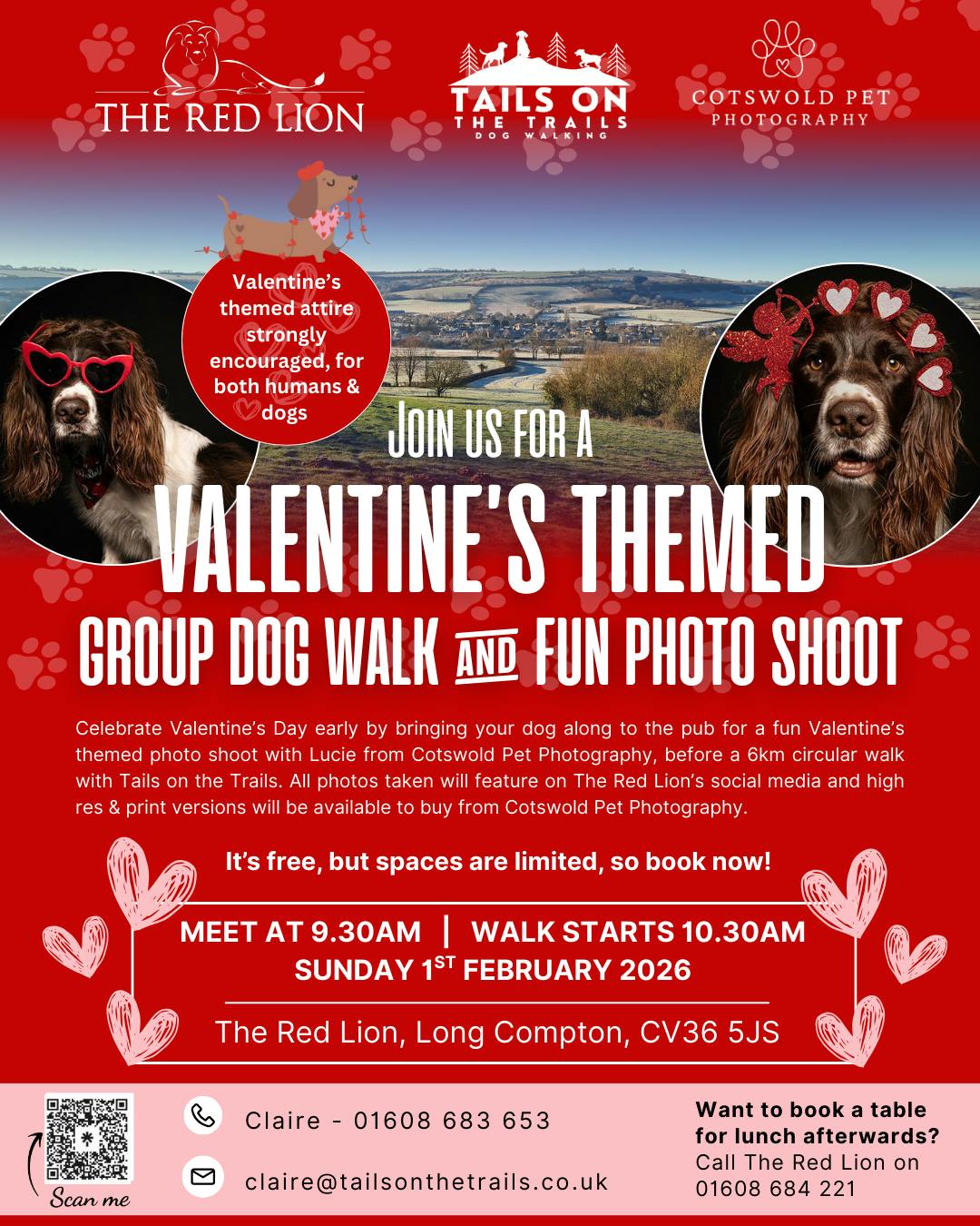 Valentine's themed fun photo shoot and group dog walk - Sunday 1st February 2026