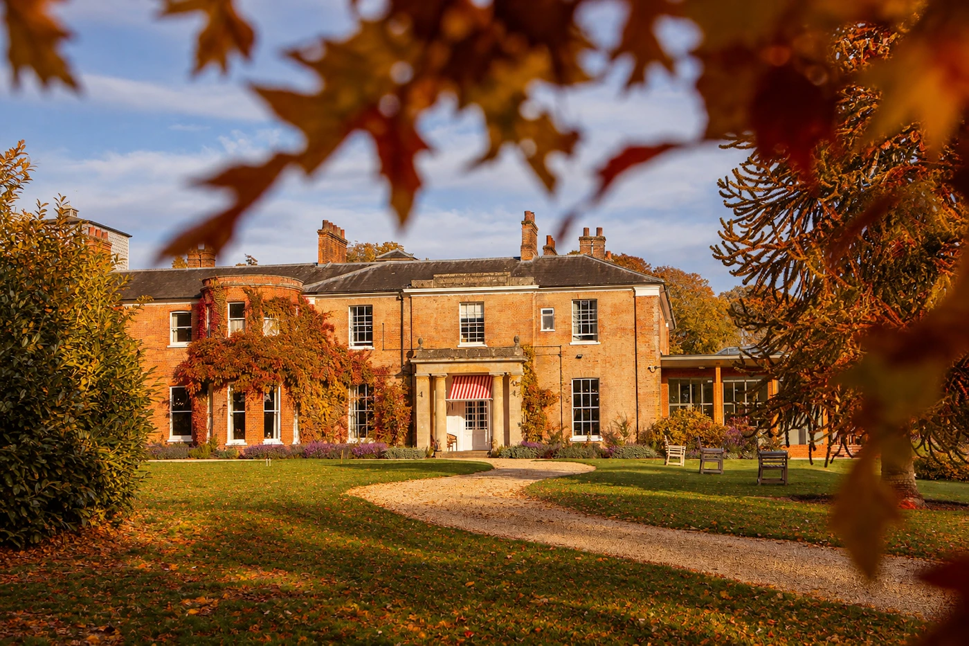 The 18th-century house at The Retreat in autumn