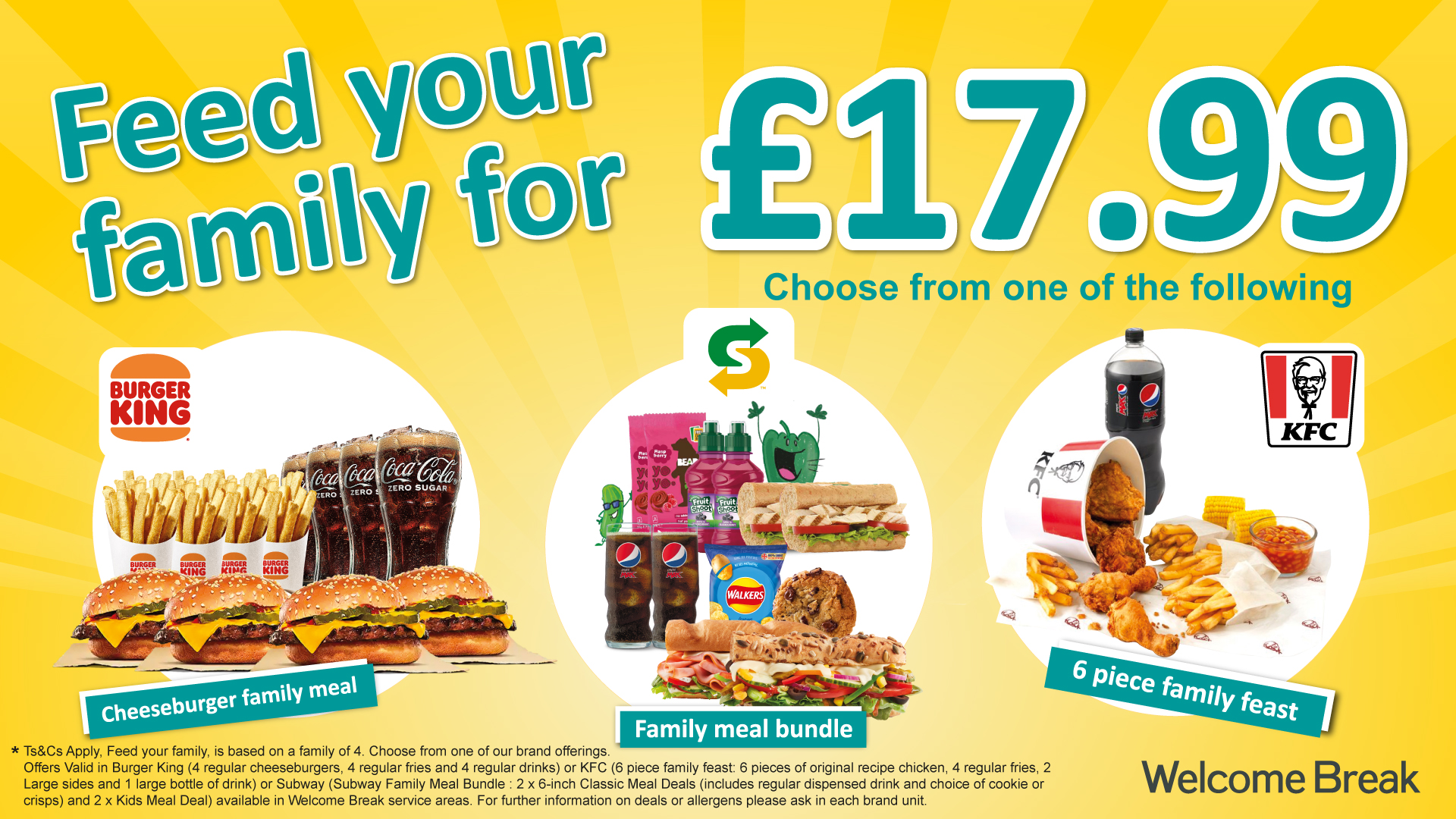 Feed your family for £17.99 at Welcome Break